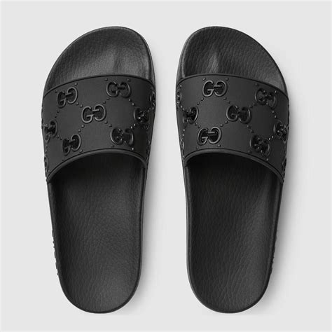 black gucci women's slides|Gucci slides women's selfridges.